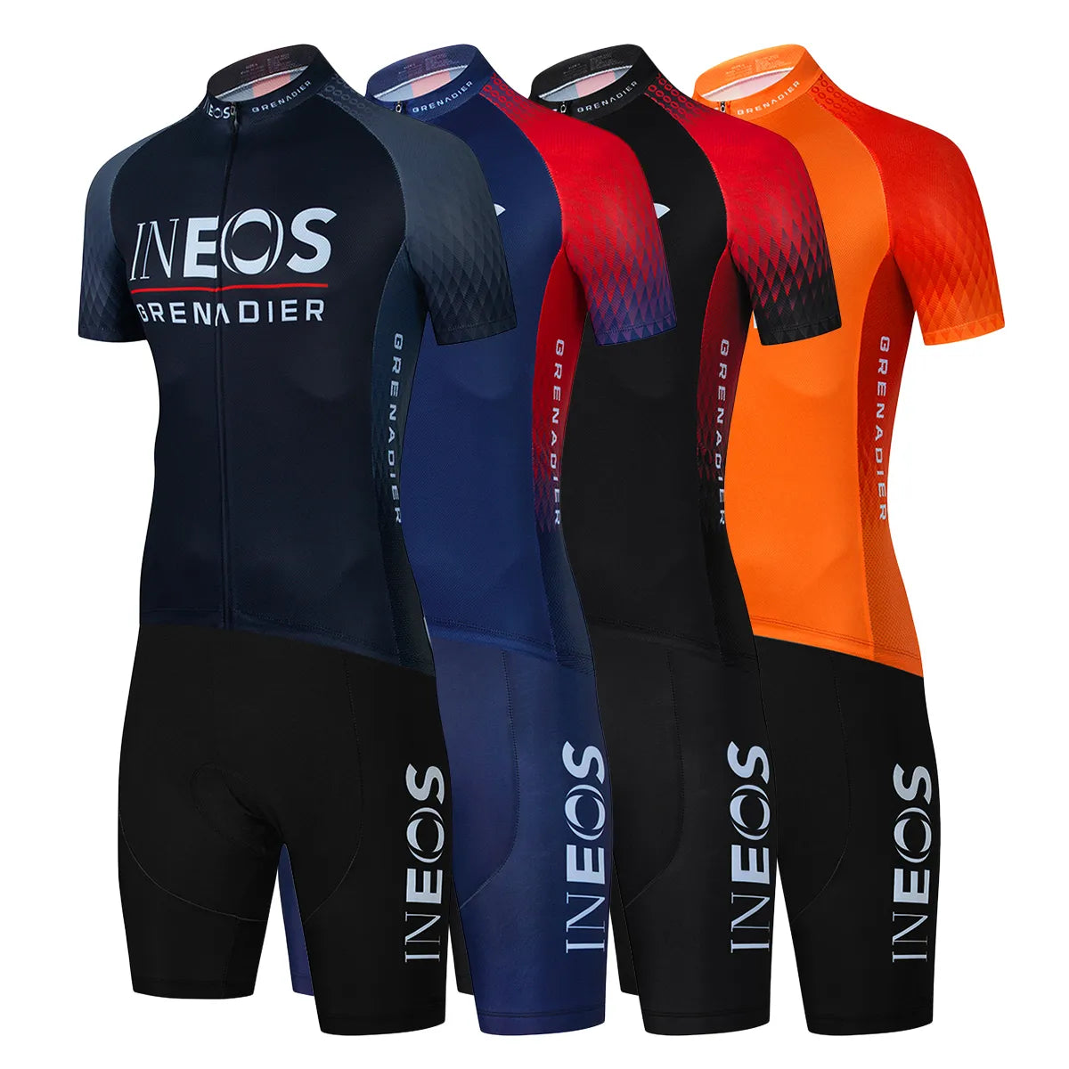 Road bike strap-Ineos 2024 Men Short Sleeve Cycling Jersey Set Summer Bicicleta Clothing MTB Maillot Ropa Ciclismo Sportswear Blue Bicycle Suit