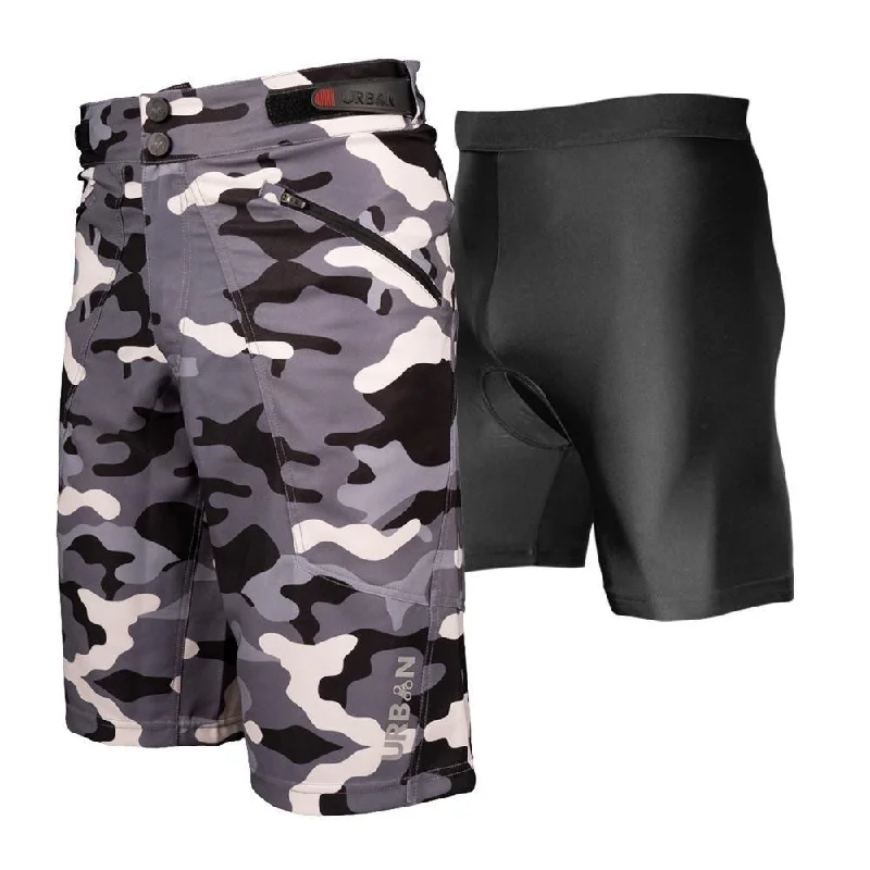 Mountain bike clip-The Shredder Youth Camo- Youth MTB Off Road Cycling Shorts With Padded Undershorts