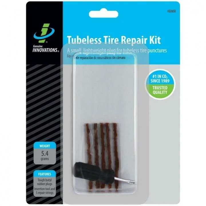 Cycling arm pad-Genuine Innovations TUBELESS TIRE REPAIR KIT Tool + Rope Plugs