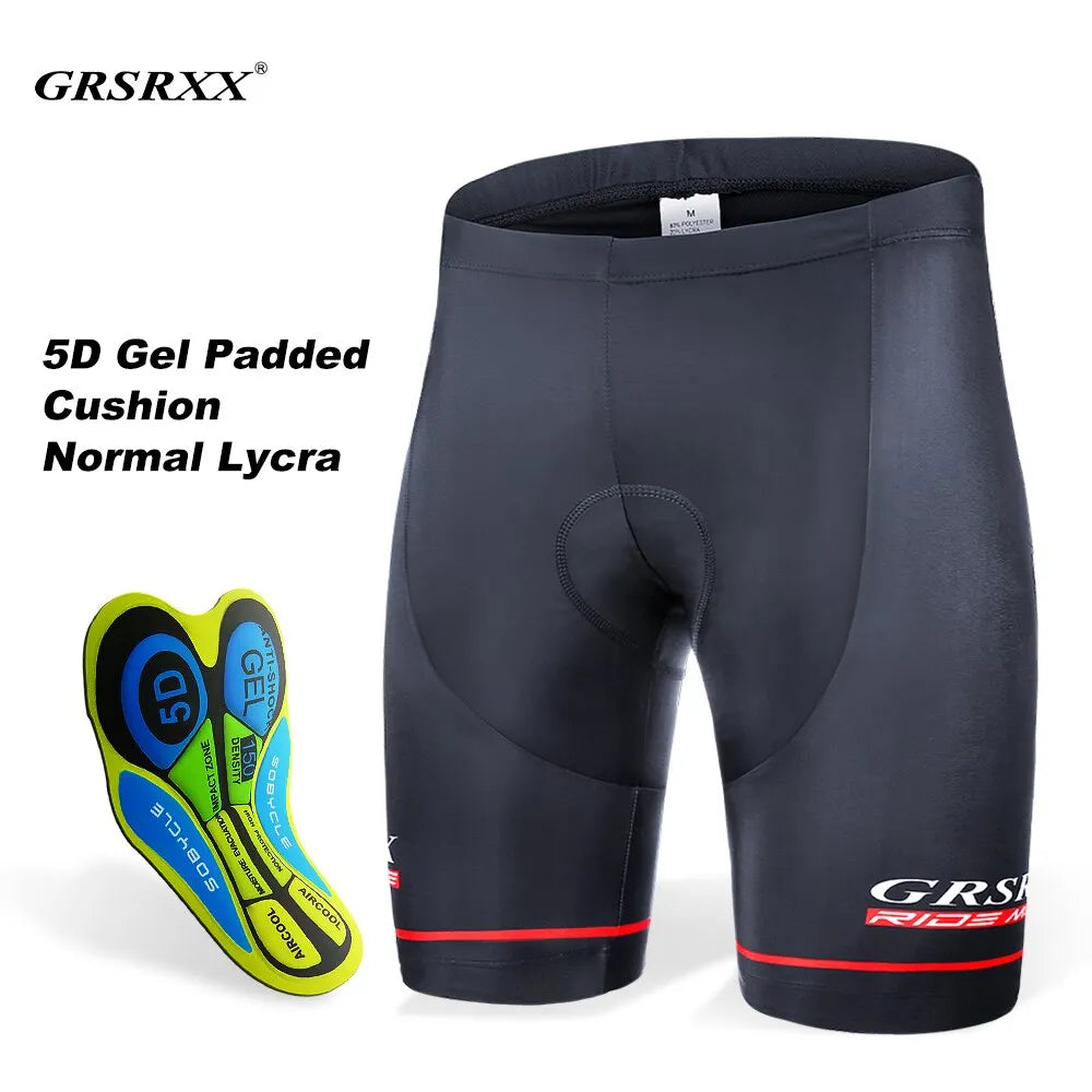 Bike wheel pad-GRSRXX Cycling Shorts Men's Anti-slip Leg Grips Bike Shorts Shockproof 5D Pad Breathable Riding Bicycle Bib Short Ciclismo