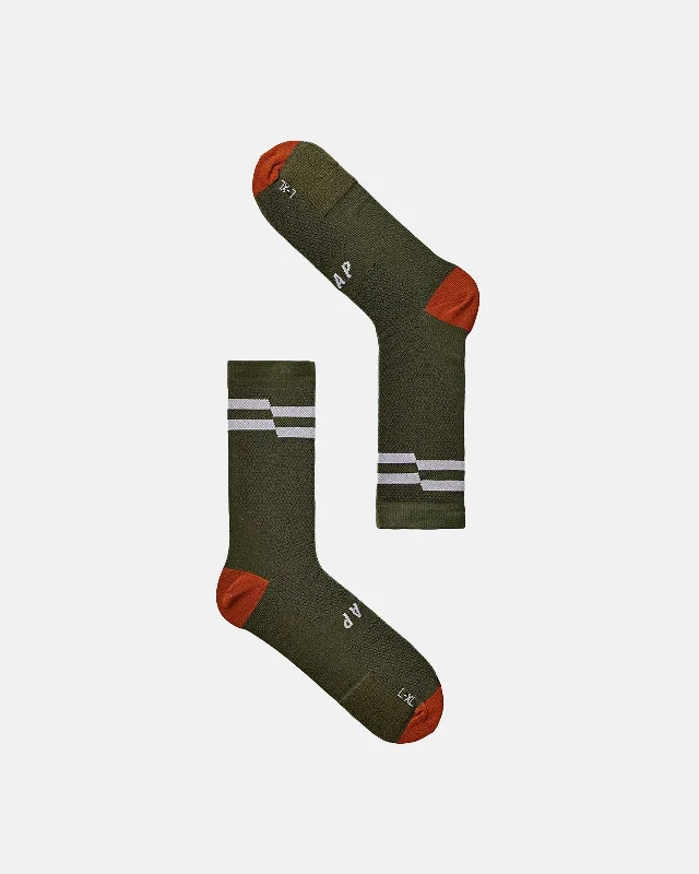 Cycling knee clip-Emblem Sock - Olive