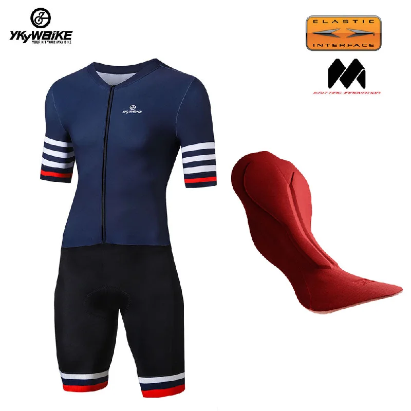 Road bike clip-YKYW Men's New Cycling Triathlon Skinsuit Outdoor Sports Pro Race Cycling Clothing Set Road Bicycle Short Sleeve One-piece Tight