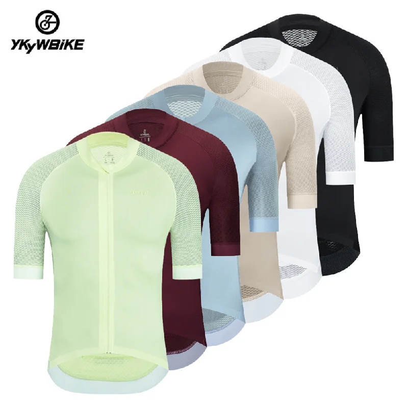 Bicycle speed pad-YKYW Men's Cycling Jersey Back Full Mesh Design Quick Dry Ultralight Summer Short Sleeve 4 Colors