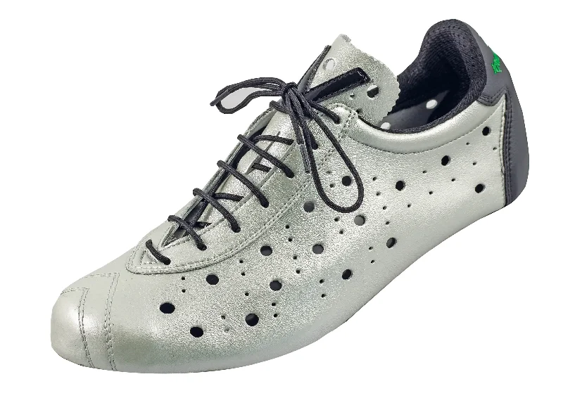 Bicycle lights strap-Vittoria 1976 Classic SPD Nylon TPU Sole Cycling Shoes (Silver)