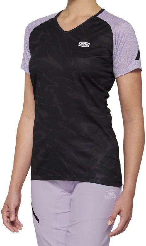 Mountain bike clip-100% Airmatic Jersey - Black/Lavender Short Sleeve Womens X-Large