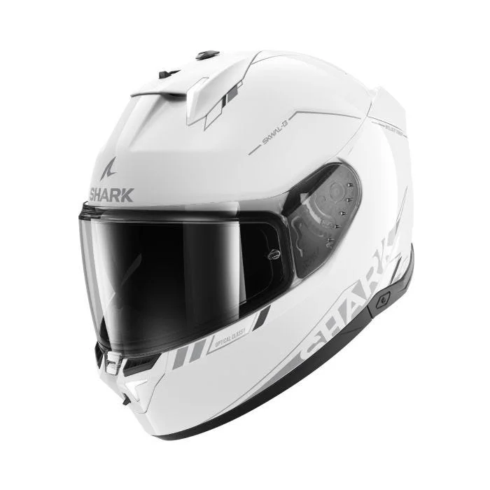 Cycling rain strap-SHARK SKWAL I3 BLANK SP HELMET - WHITE/SILVER/ANTHRACITE