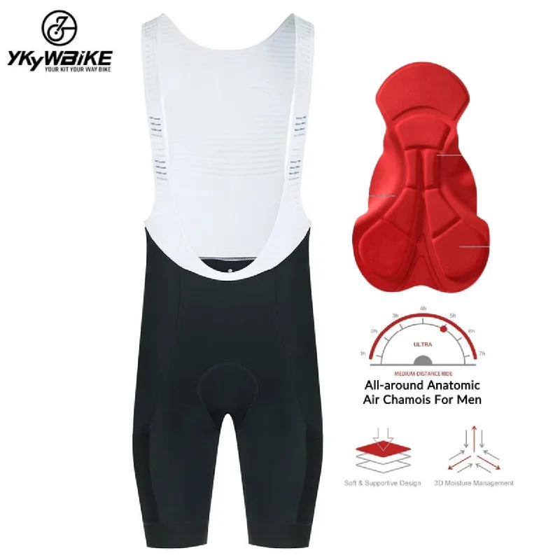 Bicycle stand pad-YKYW Men’s Cycling Bib Shorts Cushion Upgrade 6H 4 Pockets White