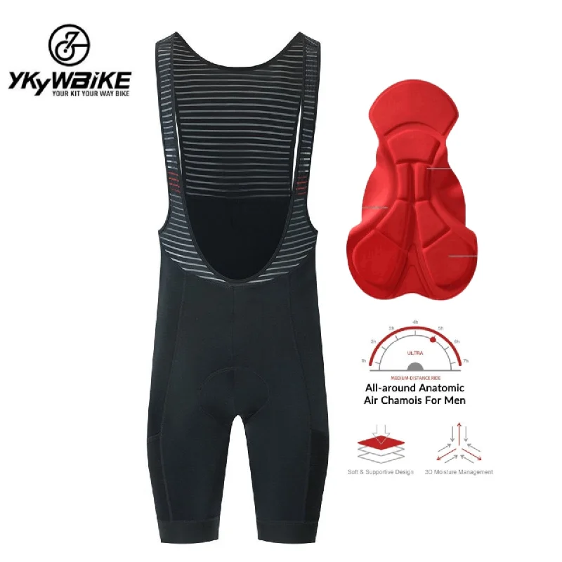 Cycling water pad-YKYW Men’s Cycling Bib Shorts Cushion Upgrade 6H 4 Pockets Black