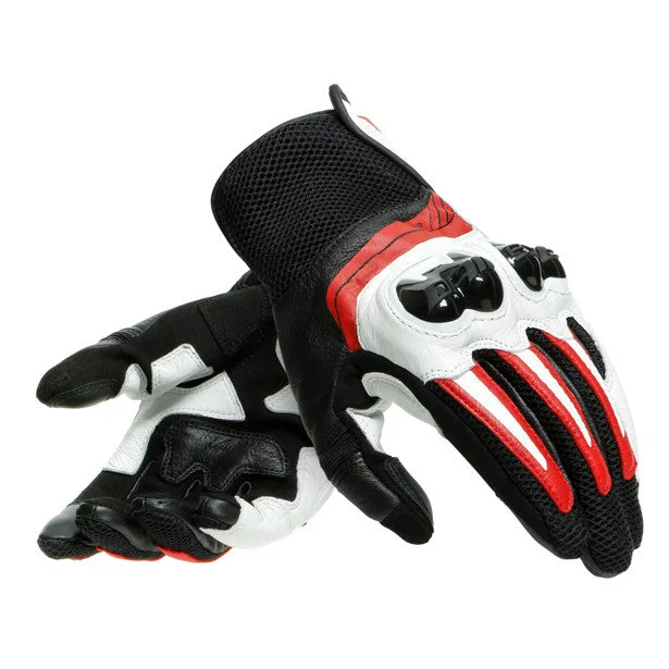 Mountain bike strap-DAINESE MIG 3 UNISEX LEATHER GLOVES - BLACK/WHITE/LAVA RED