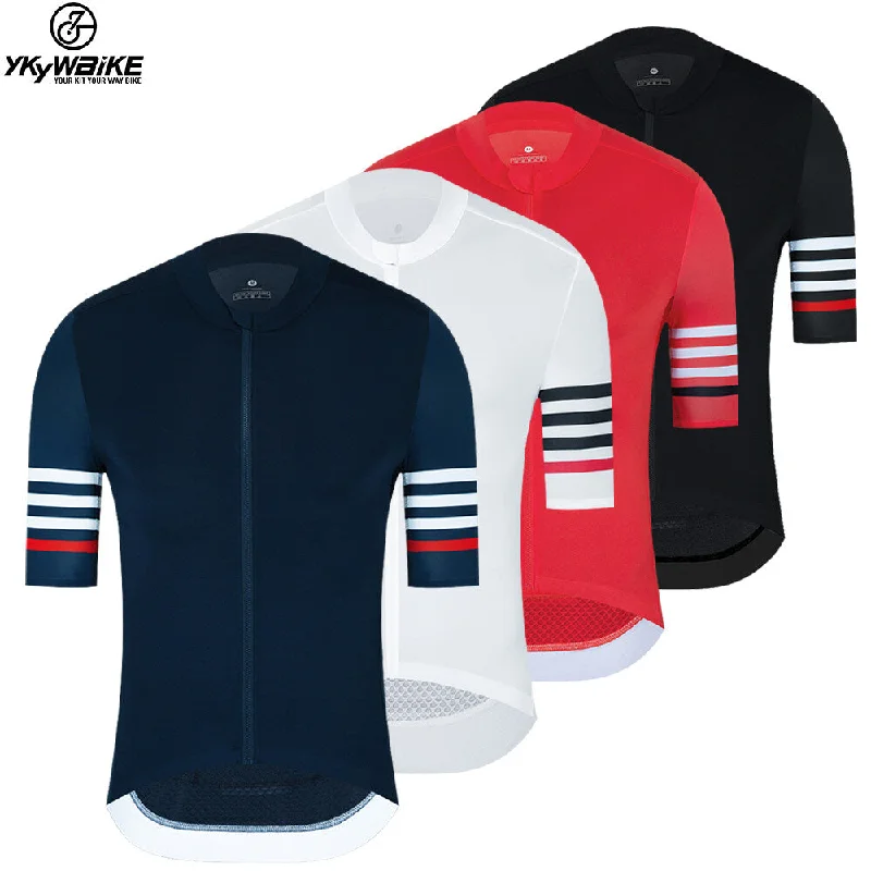 Bicycle tire clip-YKYW Men's PRO Team Aero Cycling Jersey Milk Silk Fabric Lightweight Short Sleeve Summer 5 Colors