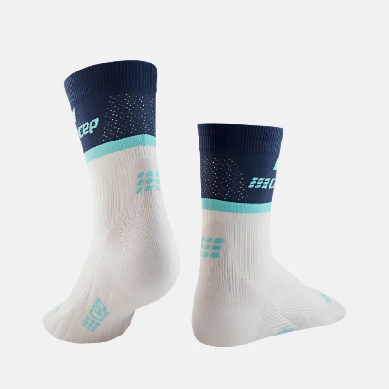 Cycling rain clip-Cep The Run Ultralight Compression 4.0 Mid Cut Women's Socks -Blue/Off white