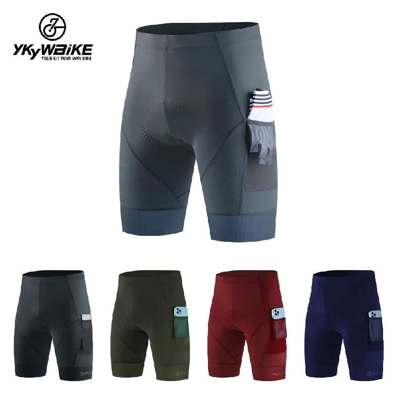 Cycling glasses clip-YKYW Men's Cycling Shorts Padded Comfortable Road Biking Pants 2 Pocket Tights Slim Fit 3 Colors