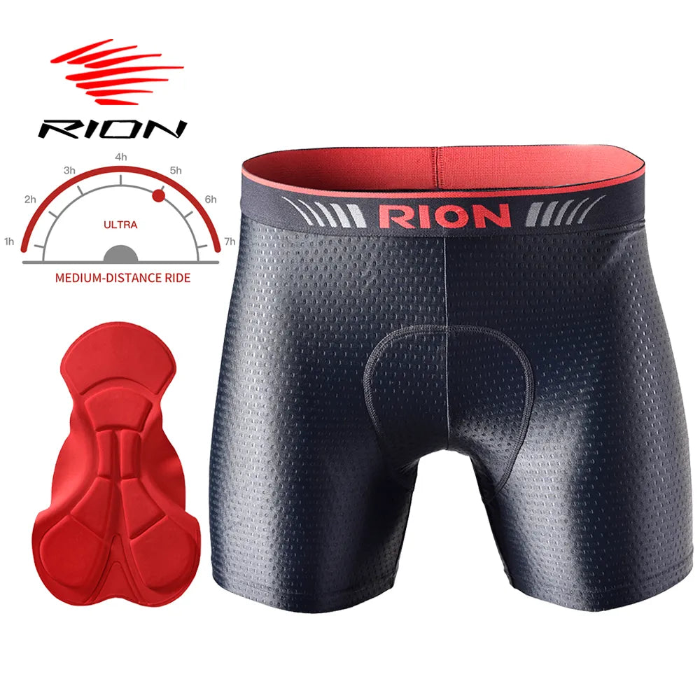 Cycling knee clip-RION Men Cycling Bicycle Underwear Men's Shorts Tights Biker Bike Gym Underpants with Padding Pads Male MTB Mountain Ride Lycra