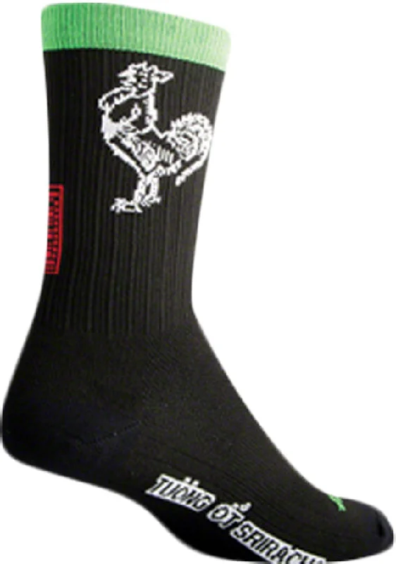 Road bike strap-SockGuy SGX Sriracha Socks - 6" Black Large/X-Large