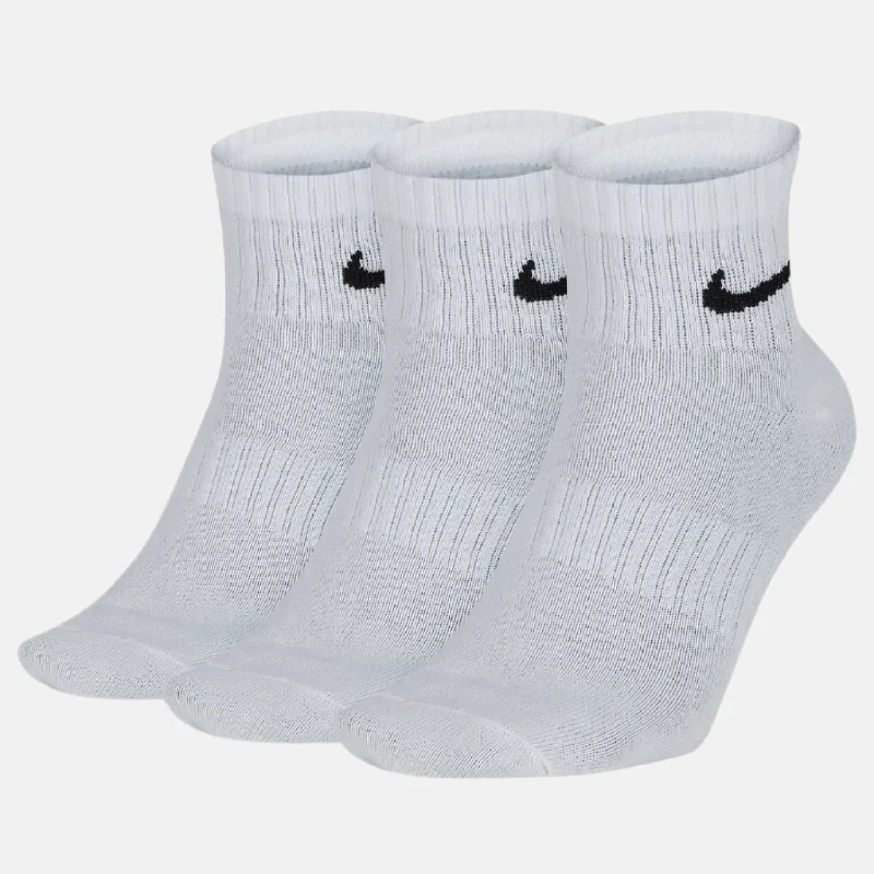 Bicycle gear pad-Nike Everyday Lightweight Training Ankle Socks (3 Pairs) -White/Black