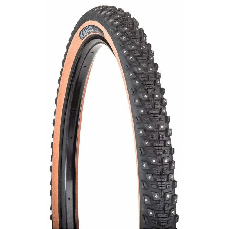 Mountain bike clip-Kahva Tire - 29 x 2.25 Tubeless Folding Tan 60 TPI 252 Concave Carbide Studs