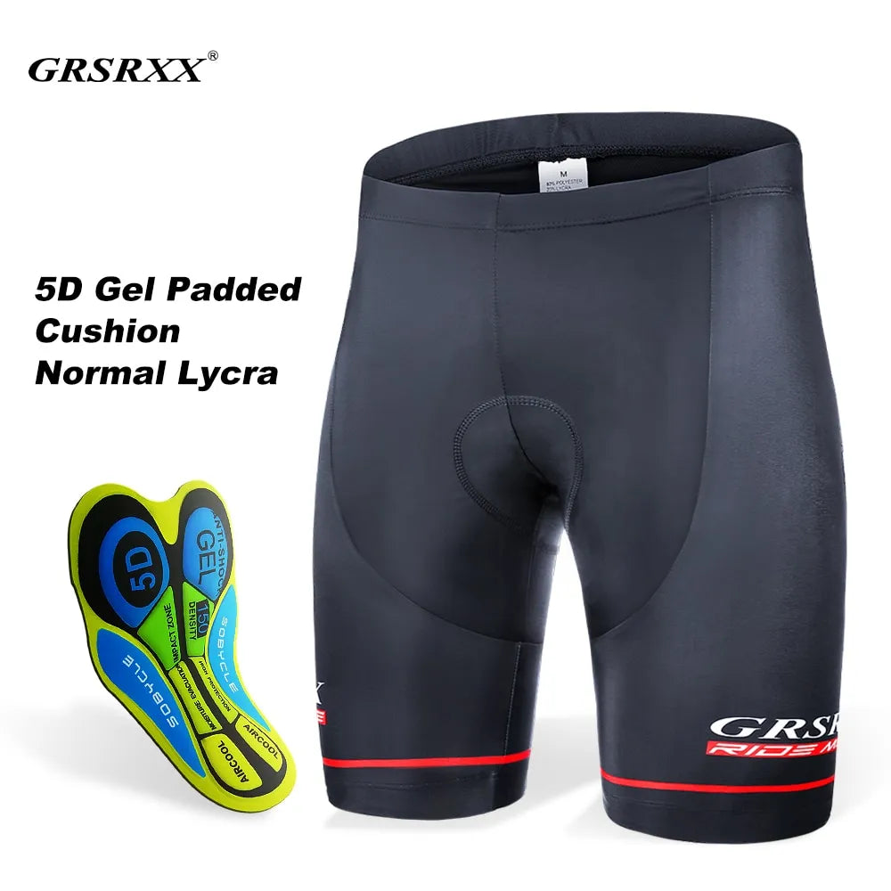 Bicycle gear pad-GRSRXX Cycling Shorts Men's Anti-slip Leg Grips Bike Shorts Shockproof 5D Pad Breathable Riding Bicycle Bib Short Ciclismo