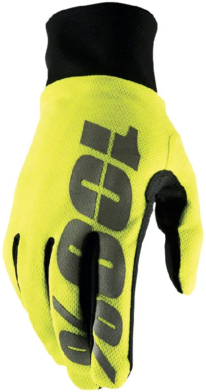 Mountain bike strap-100% Hydromatic Gloves - Flourescent Yellow Full Finger X-Large