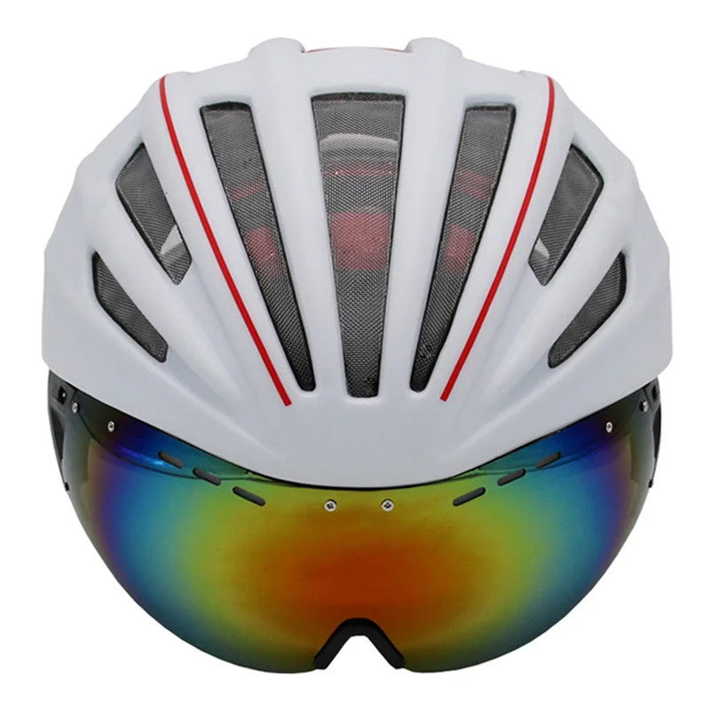 Cycling vest clip-Double Layers In-mold Cycling Helmet With Glasses Goggles Bicycle Helmet 280g Casco Ciclismo Bike Helmet 28 Air Vents