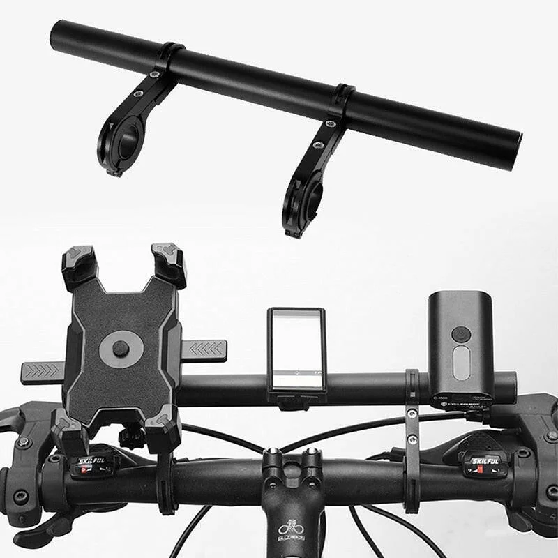 Mountain bike strap-20/30cm Bicycle Handlebar Extended Bracket Bike Mount Bar Computer Holder Support Rack Alloy Stand Double Frame Bicycle Clip