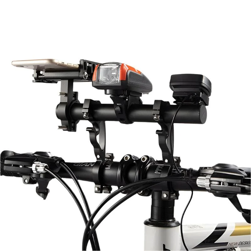 Mountain bike clip-25cm Bicycle Handlebar Extended Bracket Bike Mount Bar Computer Holder Support Rack Alloy Stand Double Frame Bicycle Clip