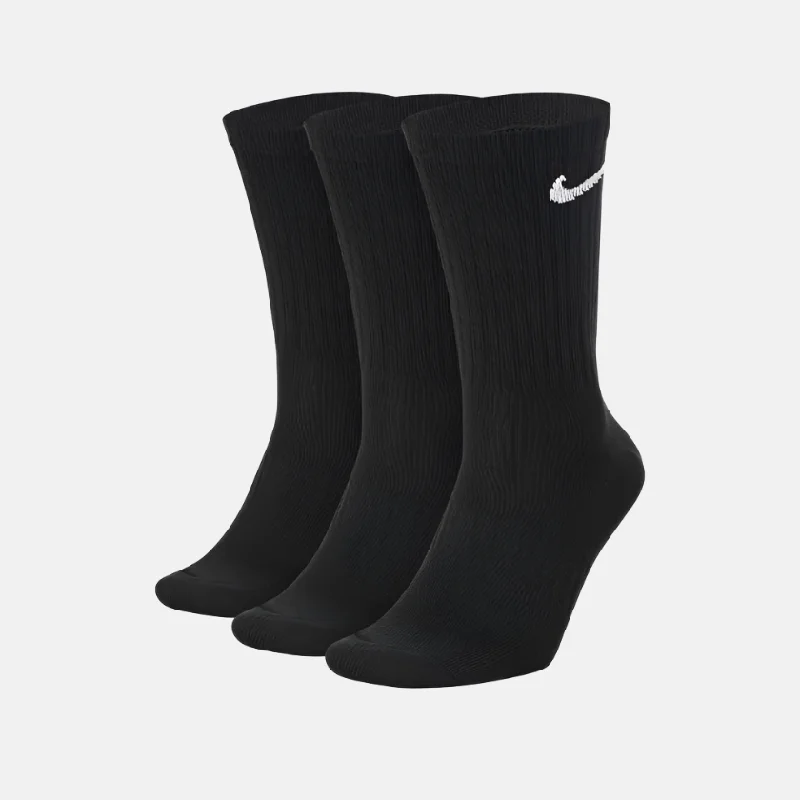 Cycling gloves pad-Nike Everyday Lightweight Training Crew Socks (3 Pairs) -Black/White