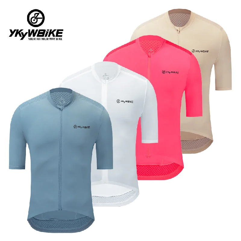 Bicycle rack clip-YKYW Men's PRO Team Aero Cycling Jersey Milk Silk Fabric Lightweight Short Sleeve Summer 10 Colors