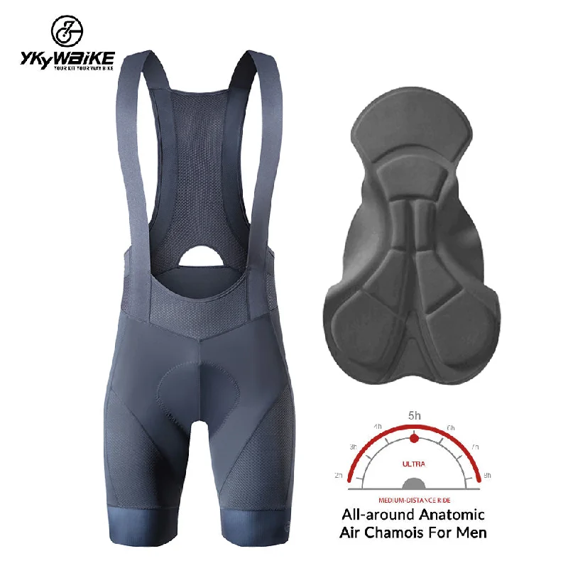 Cycling backpack clip-YKYW Men’s Cycling Bib Shorts Elastic Performance 5H Padded Tights Gray