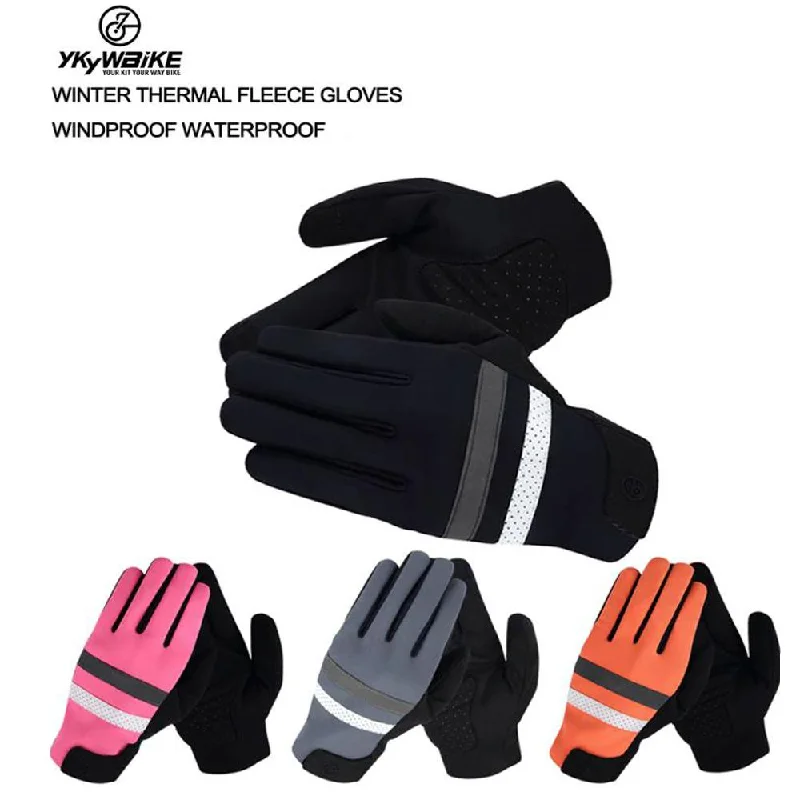 Bicycle tool pad-YKYW MTB Road Cycling Thermal Fleece Full Finger Gloves Windproof Waterproof Absorbing Anti-Slip XRD Technology Shockproof Reflective 4 Colors