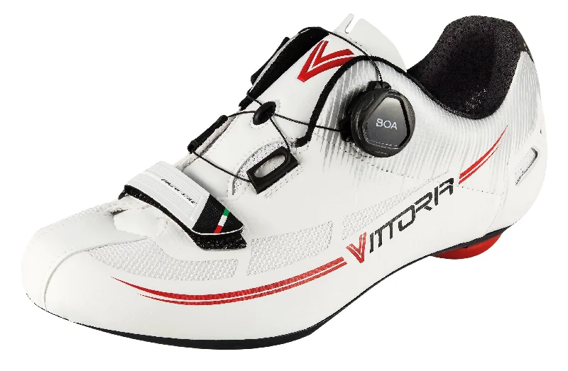 Road bike clip-Vittoria Fusion 2 Road Cycling Shoes, White/Red EU 39.5