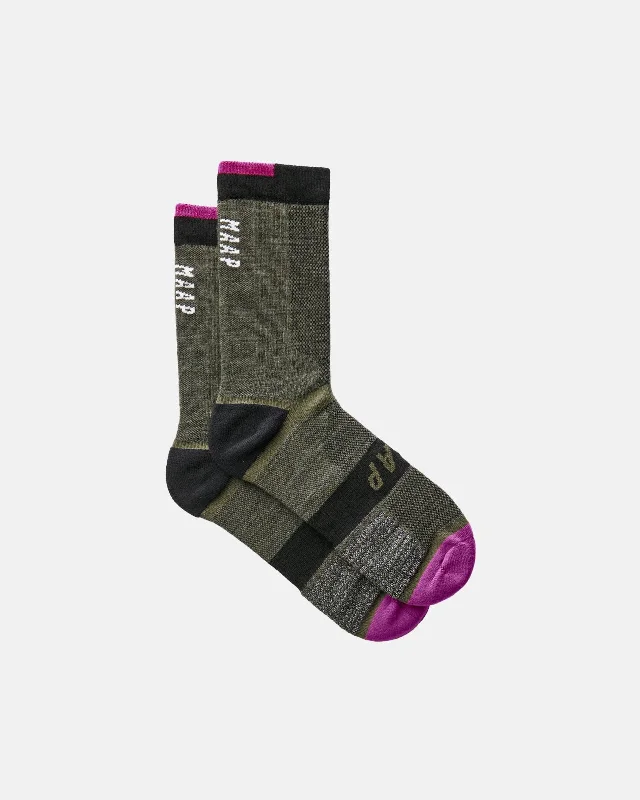 Bicycle brake clip-Alt_Road Merino Sock - Olive