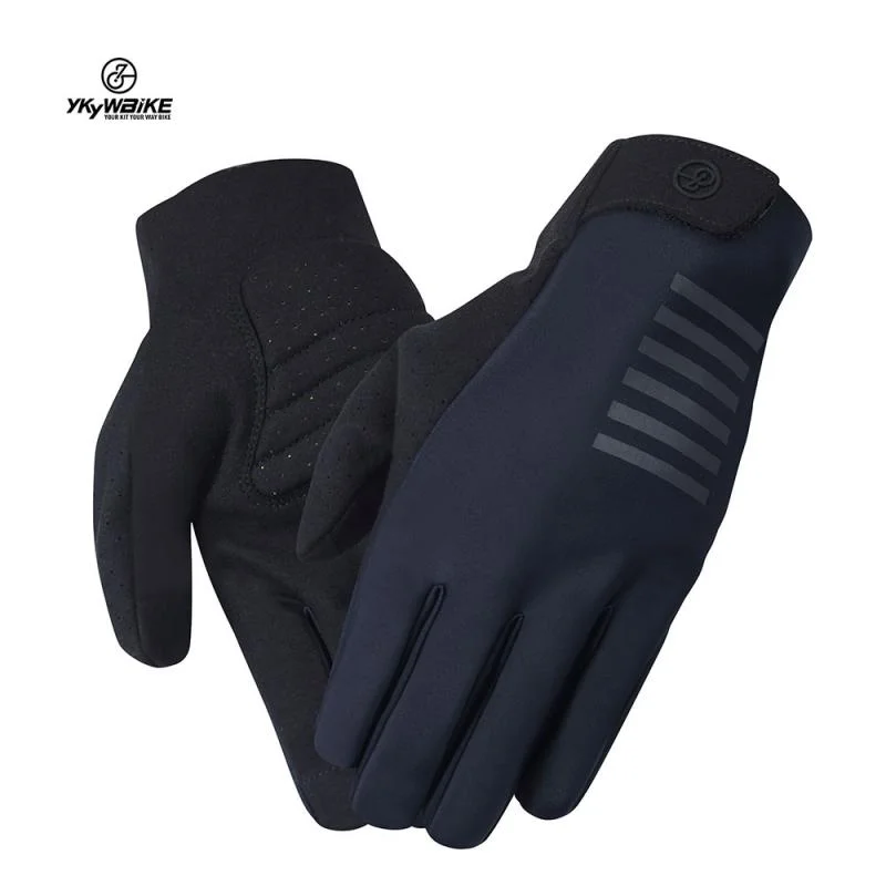 Mountain bike clip-YKYW Pro Team MTB Road Cycling Touch Screen Full Finger Gel Gloves Windproof Waterproof 2 Colors