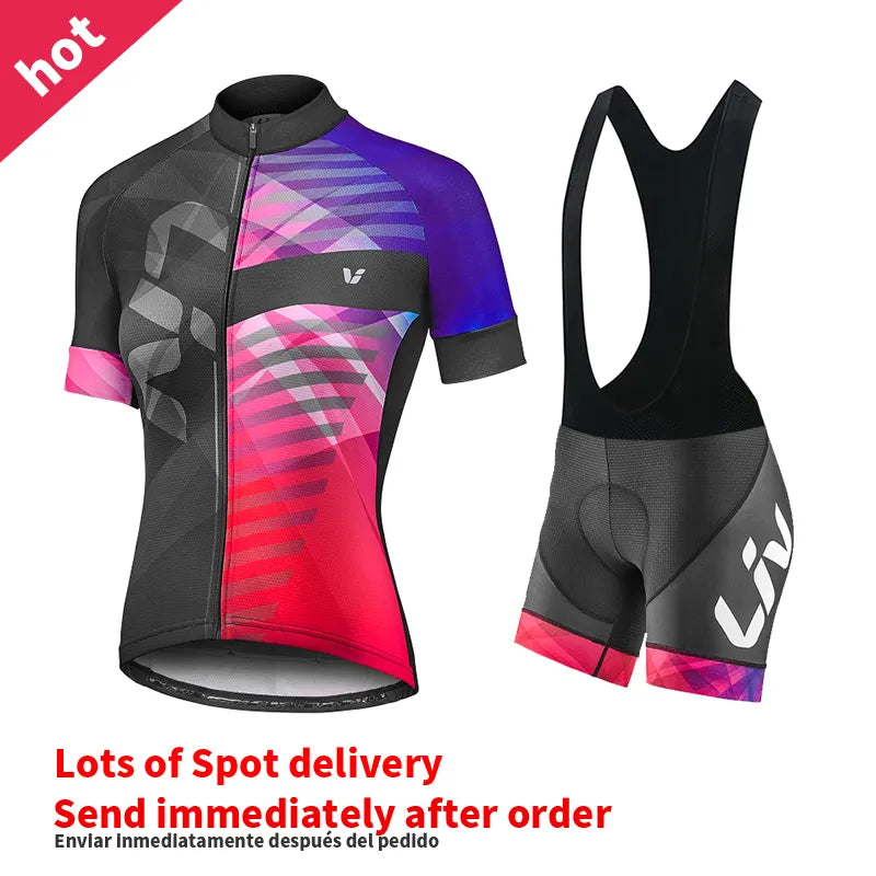 Bike frame strap-Liv Cycling Shorts Set 2023 New Women Cycling Jersey Bike Clothing Suit Liv Team Version Racing Suit Roupa Ciclismo Feminine