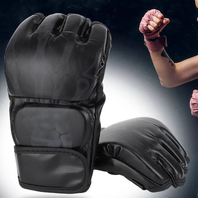 Bicycle chain pad-Half Fingers MMA Fighting Gloves Comfortable Easy to Use Durable Sturdy Breathability Boxing Gloves for Men